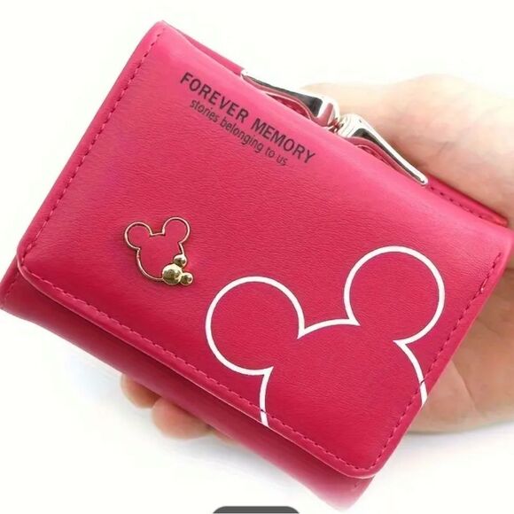 Trendy Cartoon Mouse Pattern Wallet, Trifold Coin Purse with Credit Card Holder - Picture 2 of 3